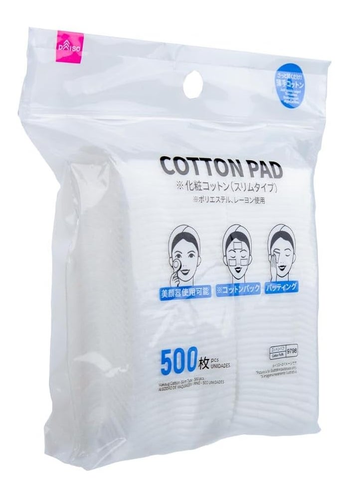 Daiso Slim Facial Pads, White - 500 Pcs - Image 2